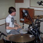 Jake at the studio drumming