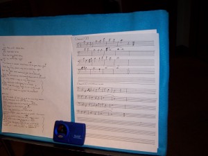 Written cello parts for recording