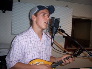 James recording mandolin & vocal