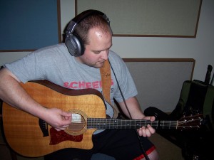 Justin Wissink recording acoustic at Tesco Productions