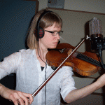 Kirsten records violin for Justin Wissink at Tesco Productions