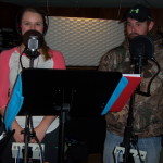 Alycea and Craig ready to record their harmonies.