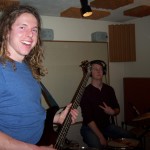 Zach plays bass and Brady on drums at Tesco Productions.