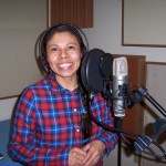 Silvia Roblero records vocals at Tesco Productions
